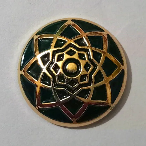 Golden Green Traditional Design Metal Button