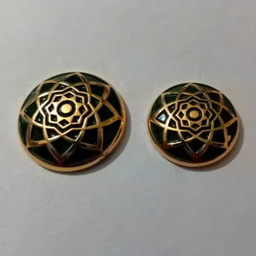 Golden Green Traditional Design Metal Button