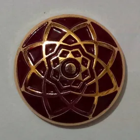 Golden Red Traditional Design Metal Button