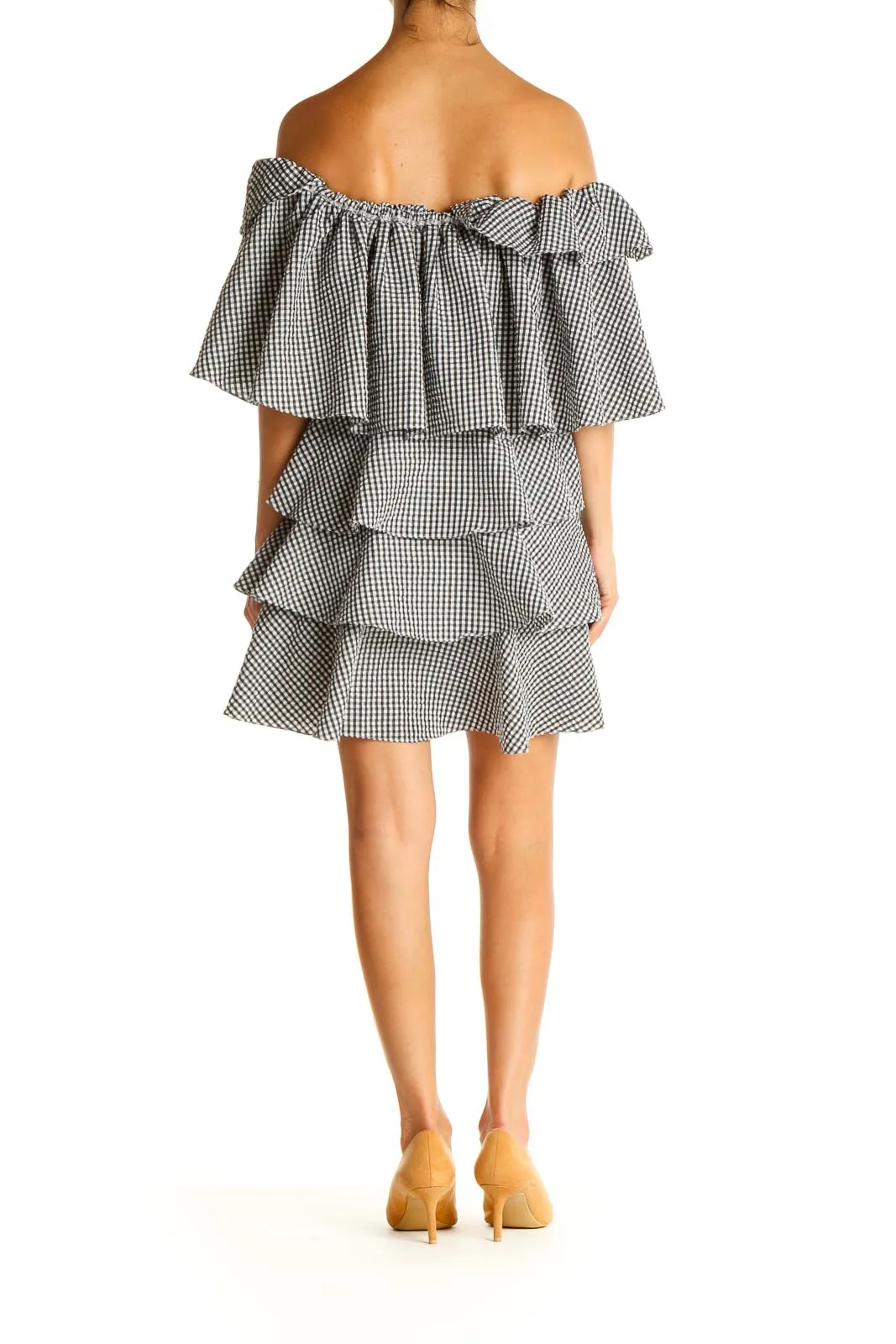 Gray Checkered Chic Fit & Flare Dress