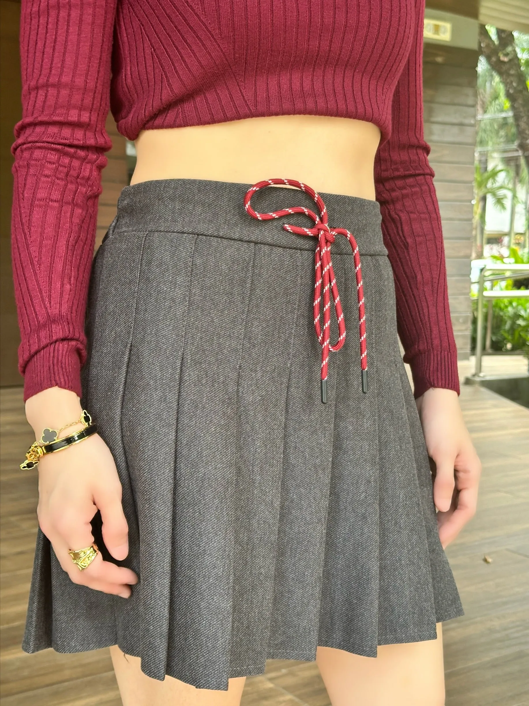 Greer Pleated Mini Skirt in Grey