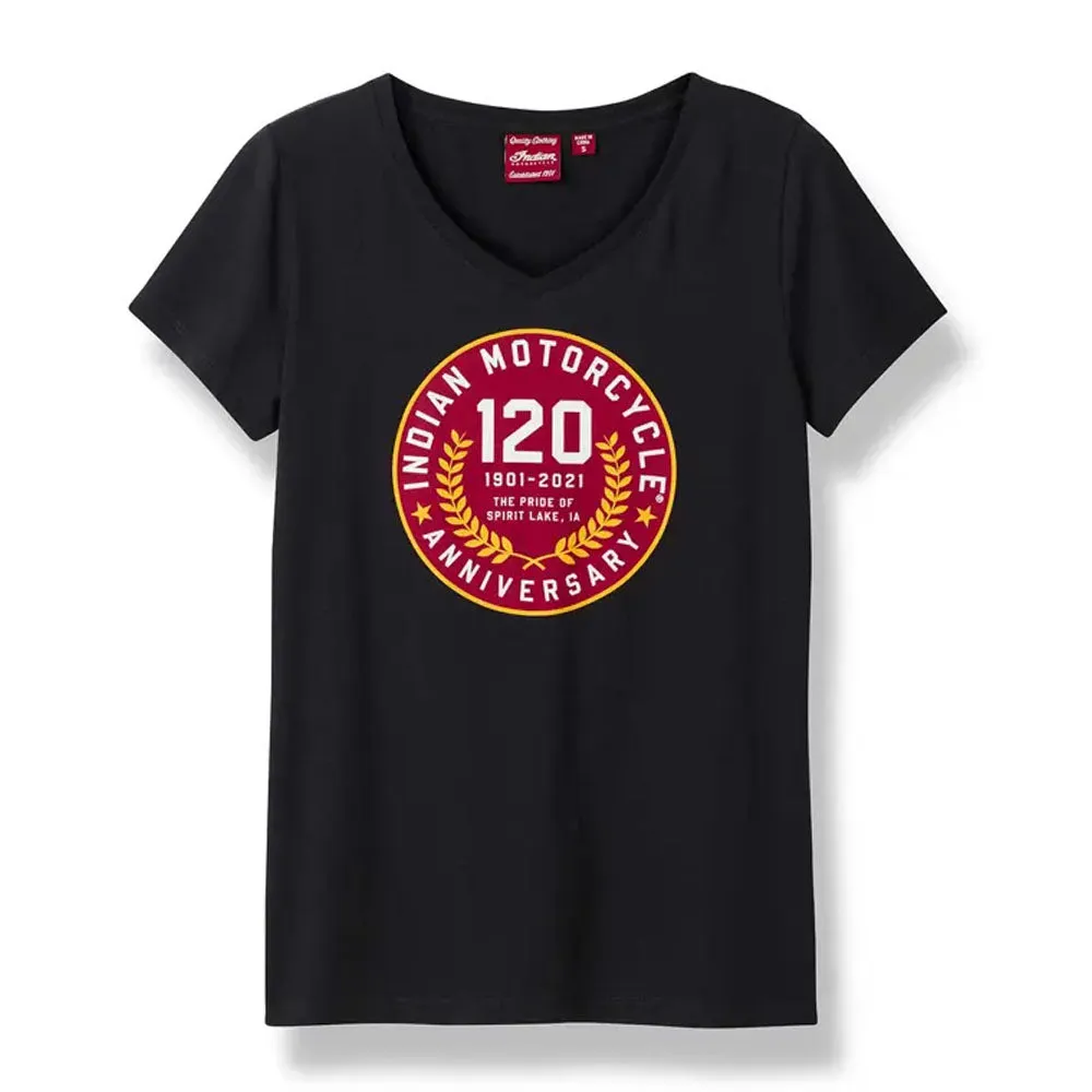 Indian Motorcycle  Womens Motorcycle 120th Anniversary Riders T-Shirt Tee Black