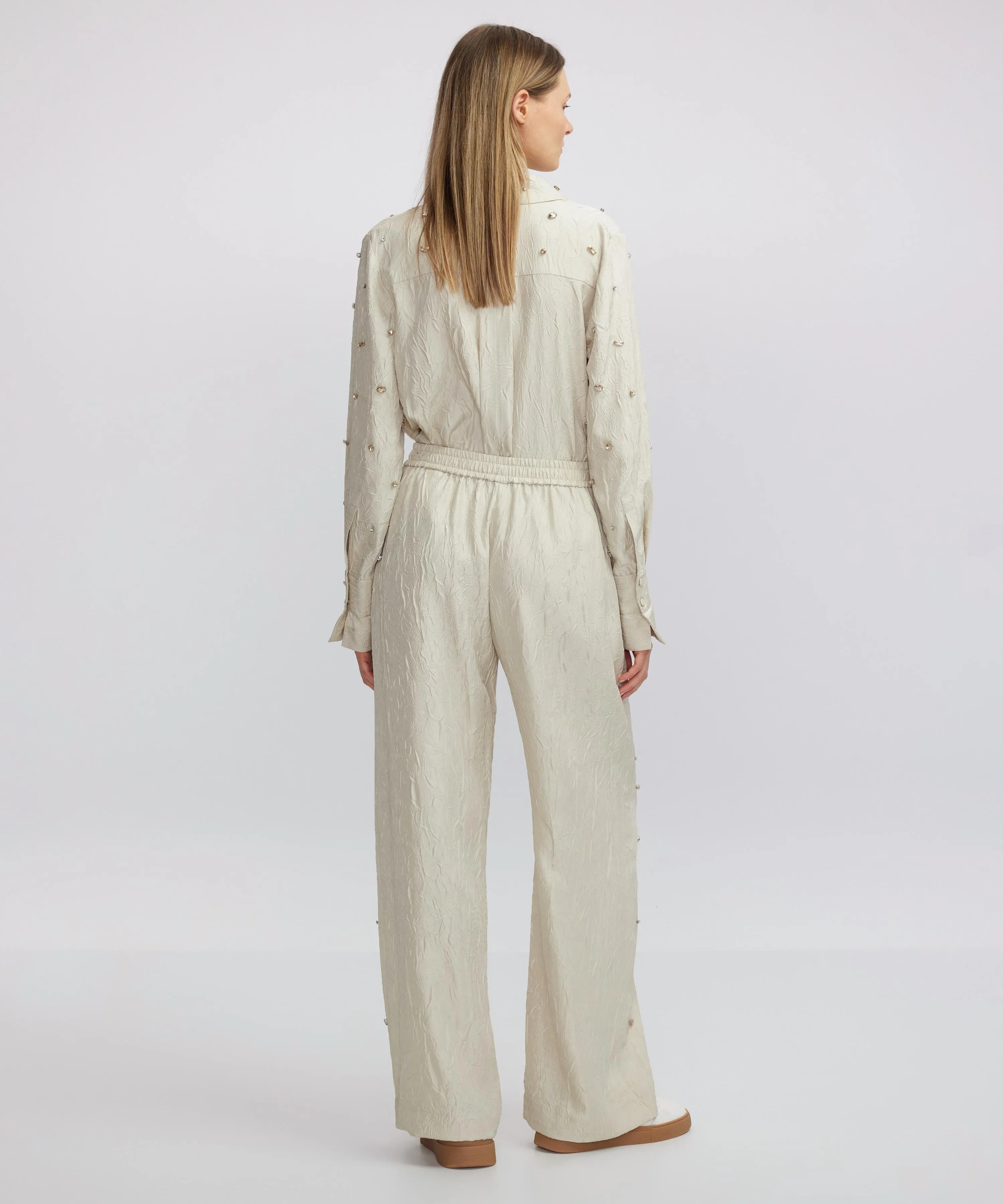 Ipekyol Embroidered Wide Leg Fit Trousers Stone