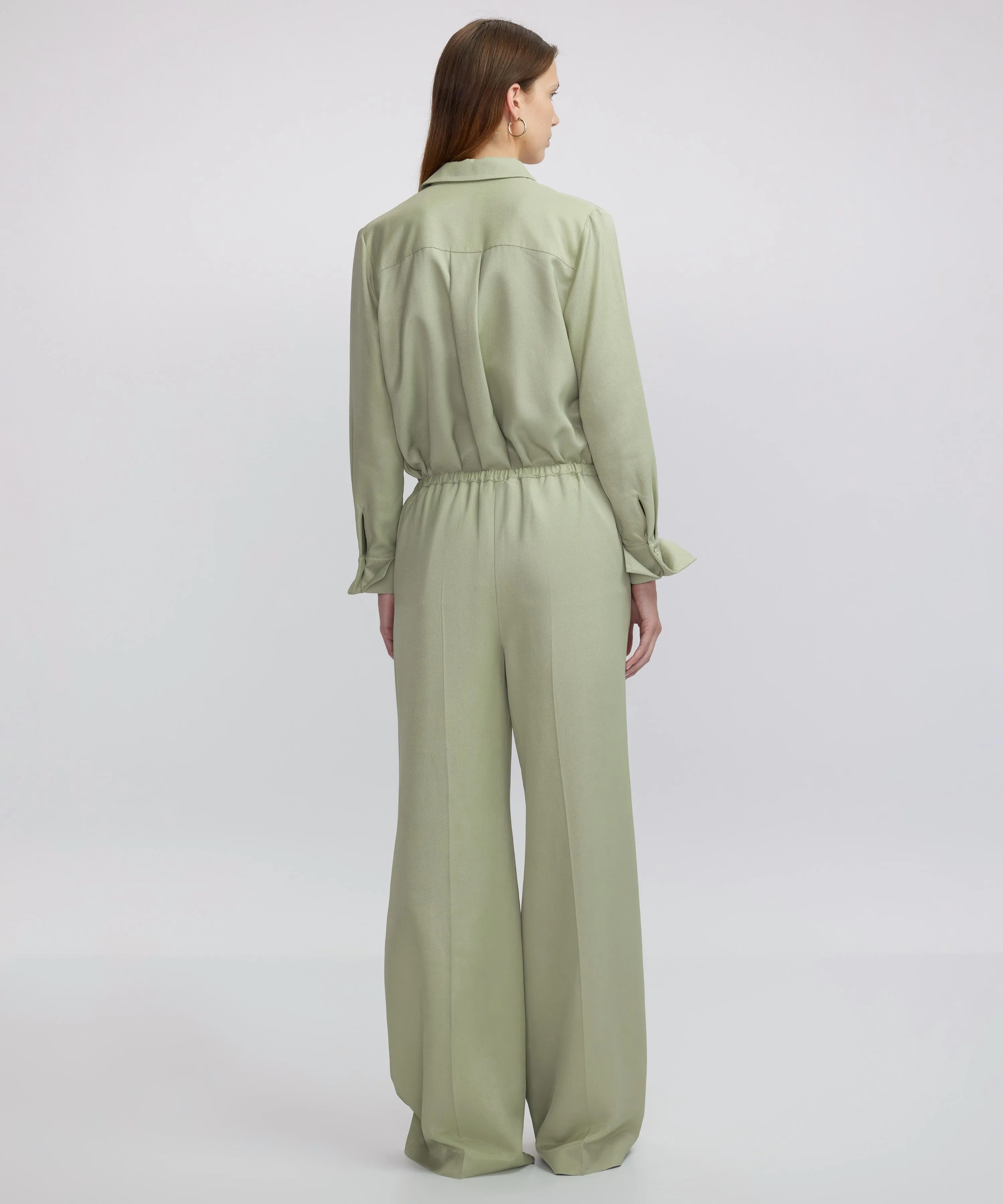 Ipekyol Wide Leg Fit Trousers With Ribbed Stitching Light Khaki