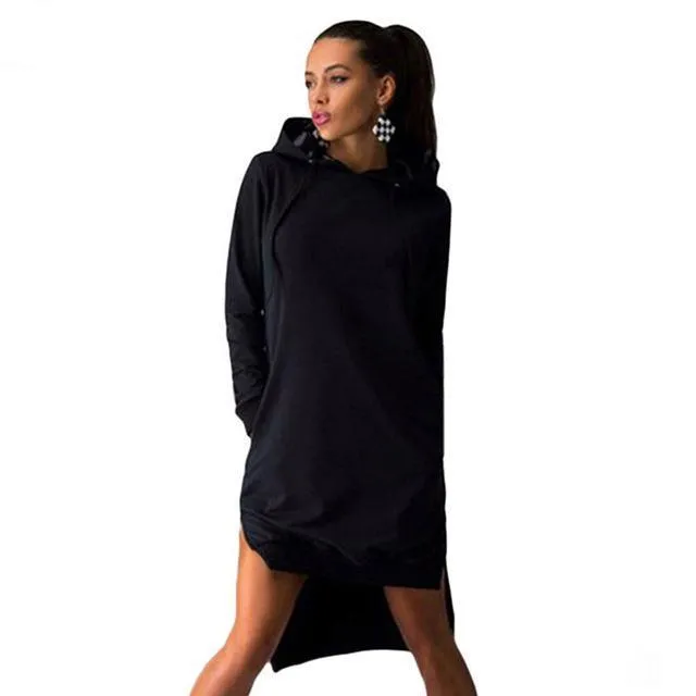 Long Casual Hooded Sweatshirt