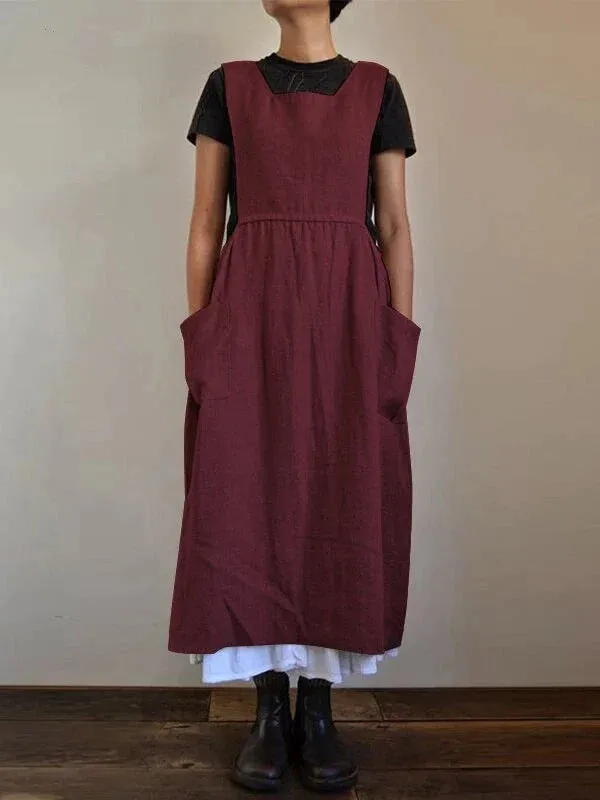 Loose Cotton And Linen Sleeveless Maxi Dress