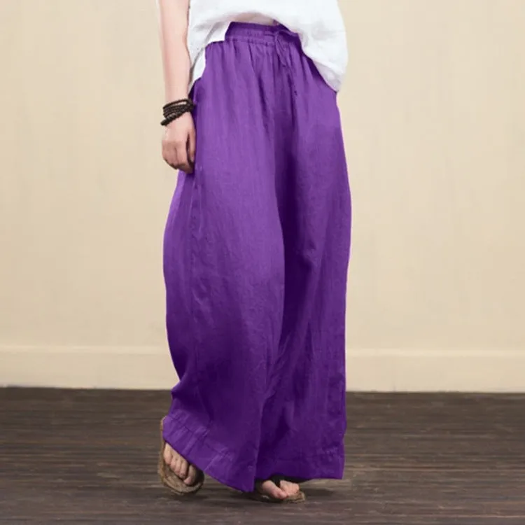 Loose fashion cotton and linen trousers