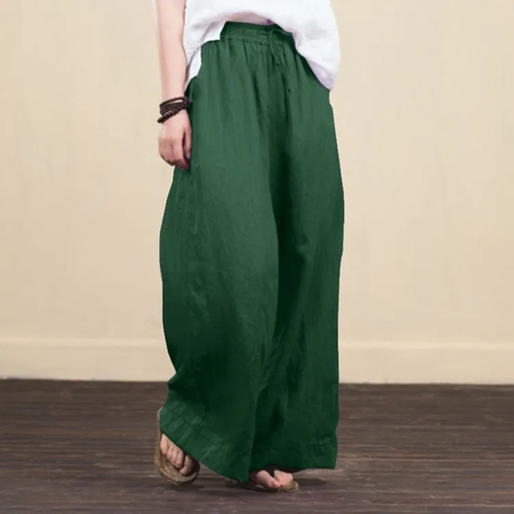 Loose fashion cotton and linen trousers