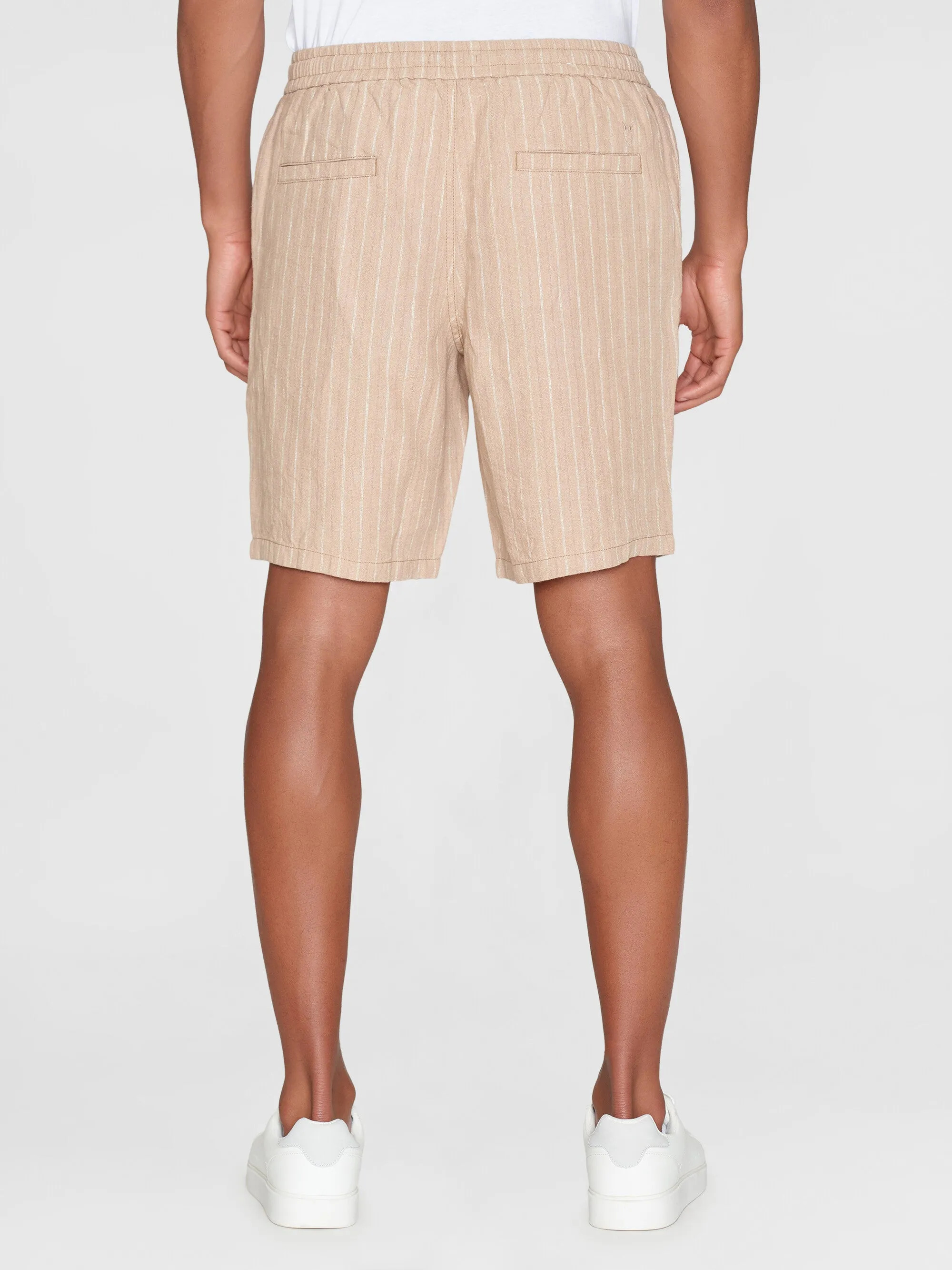 Loose striped shorts - Beige stripe