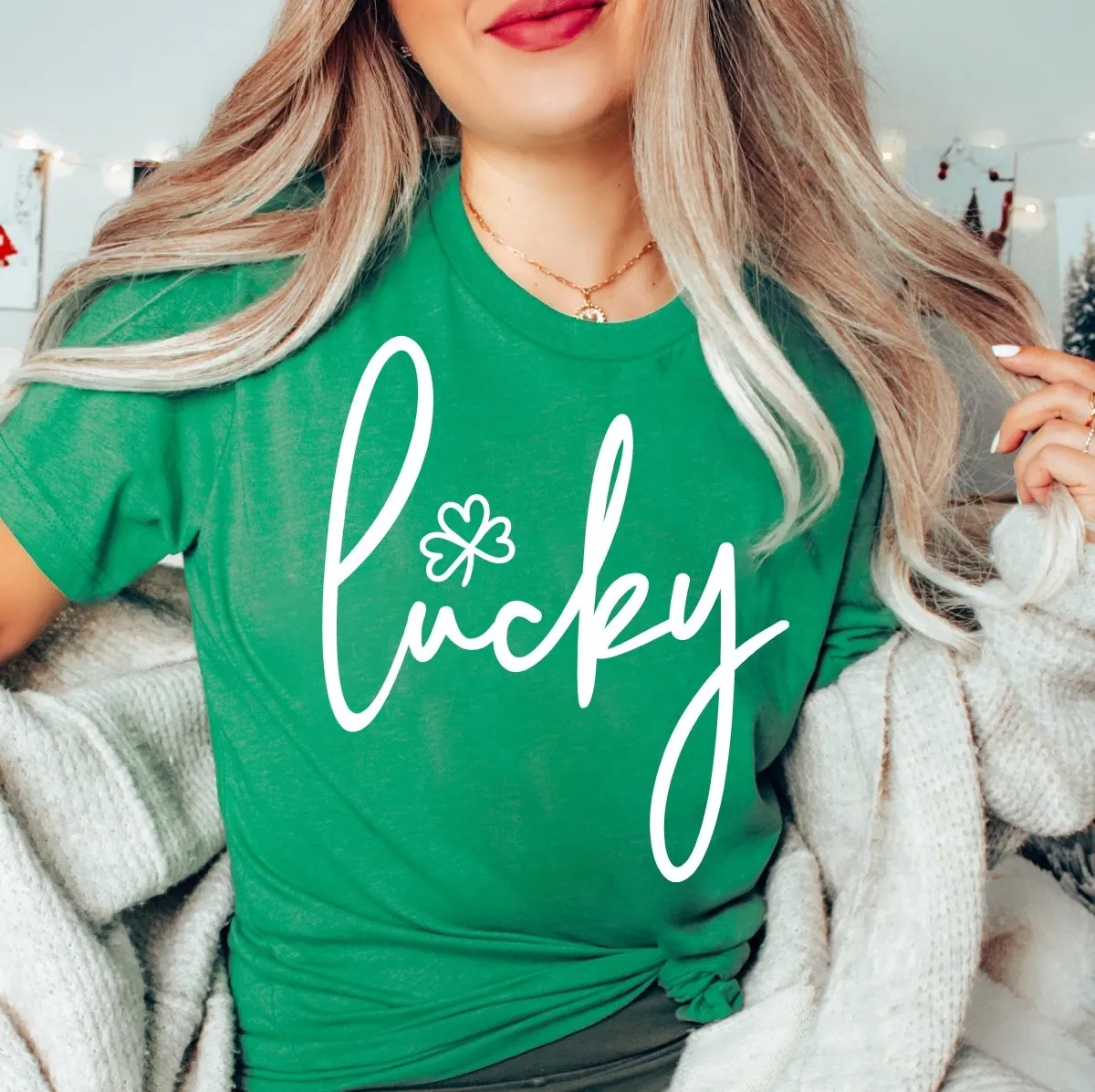 Lucky Script With Shamrock Tee