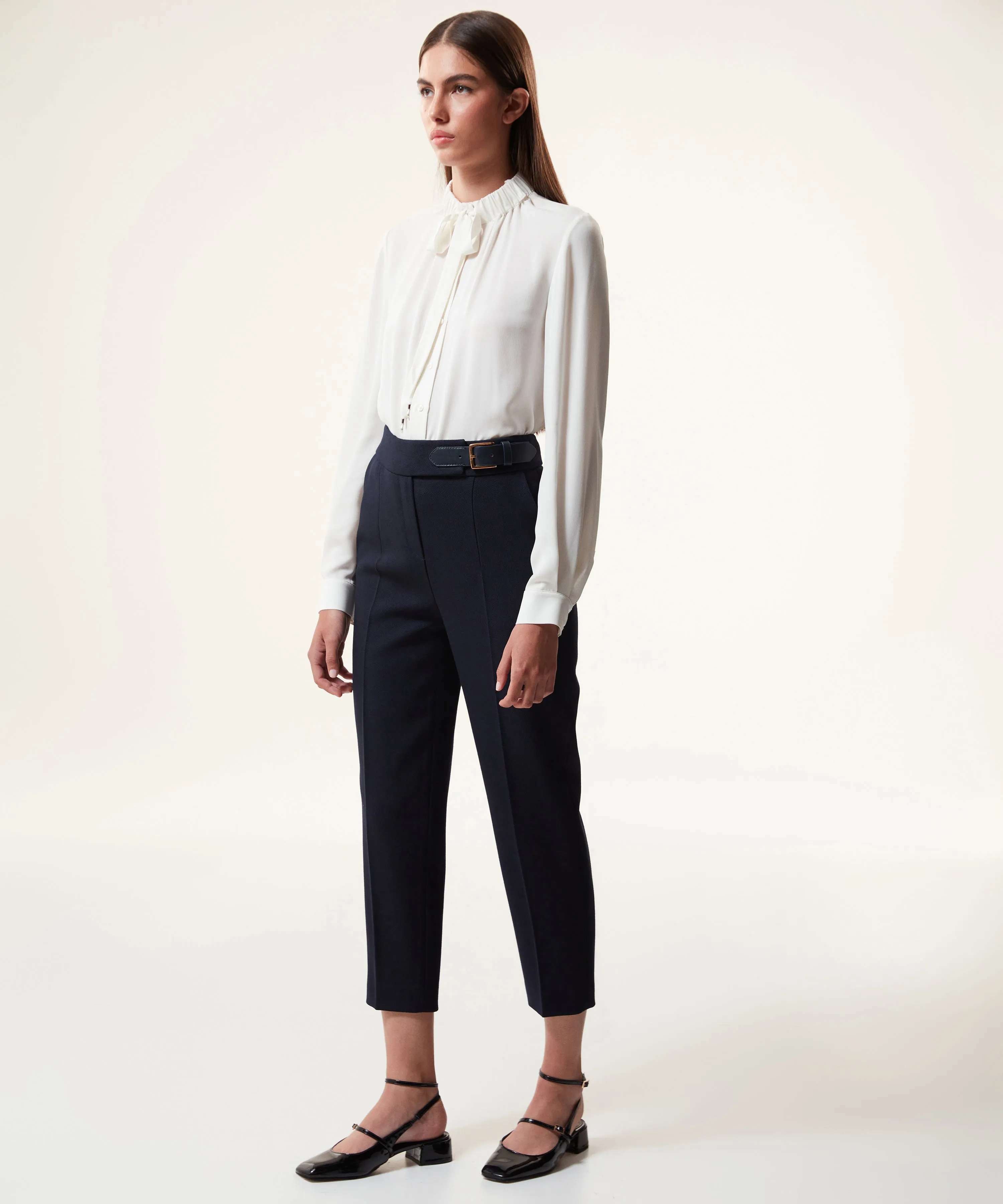 Machka Trousers With Belt Accessory Navy Blue