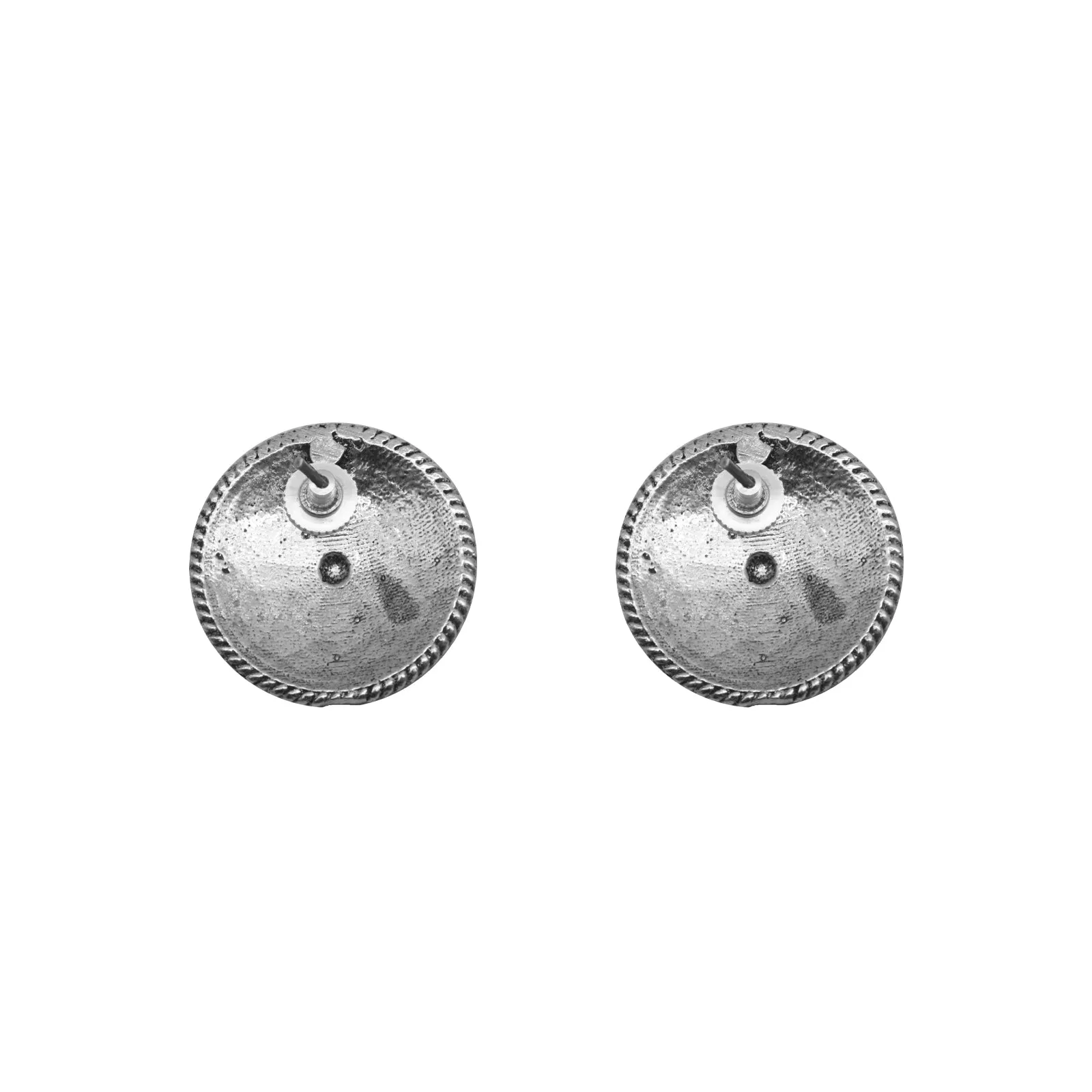 Mansa Circular Silver Oxidized Studs Earrings