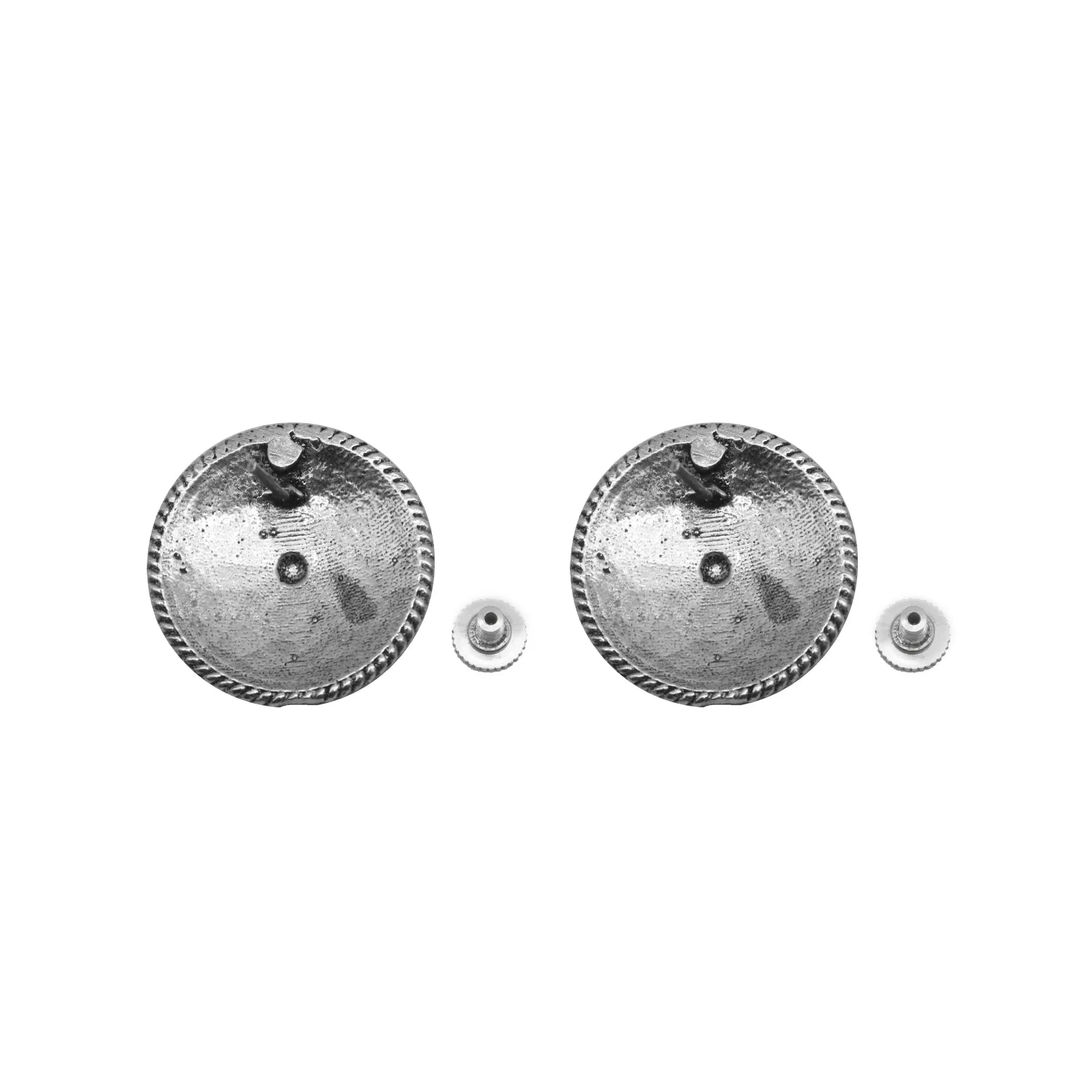 Mansa Circular Silver Oxidized Studs Earrings