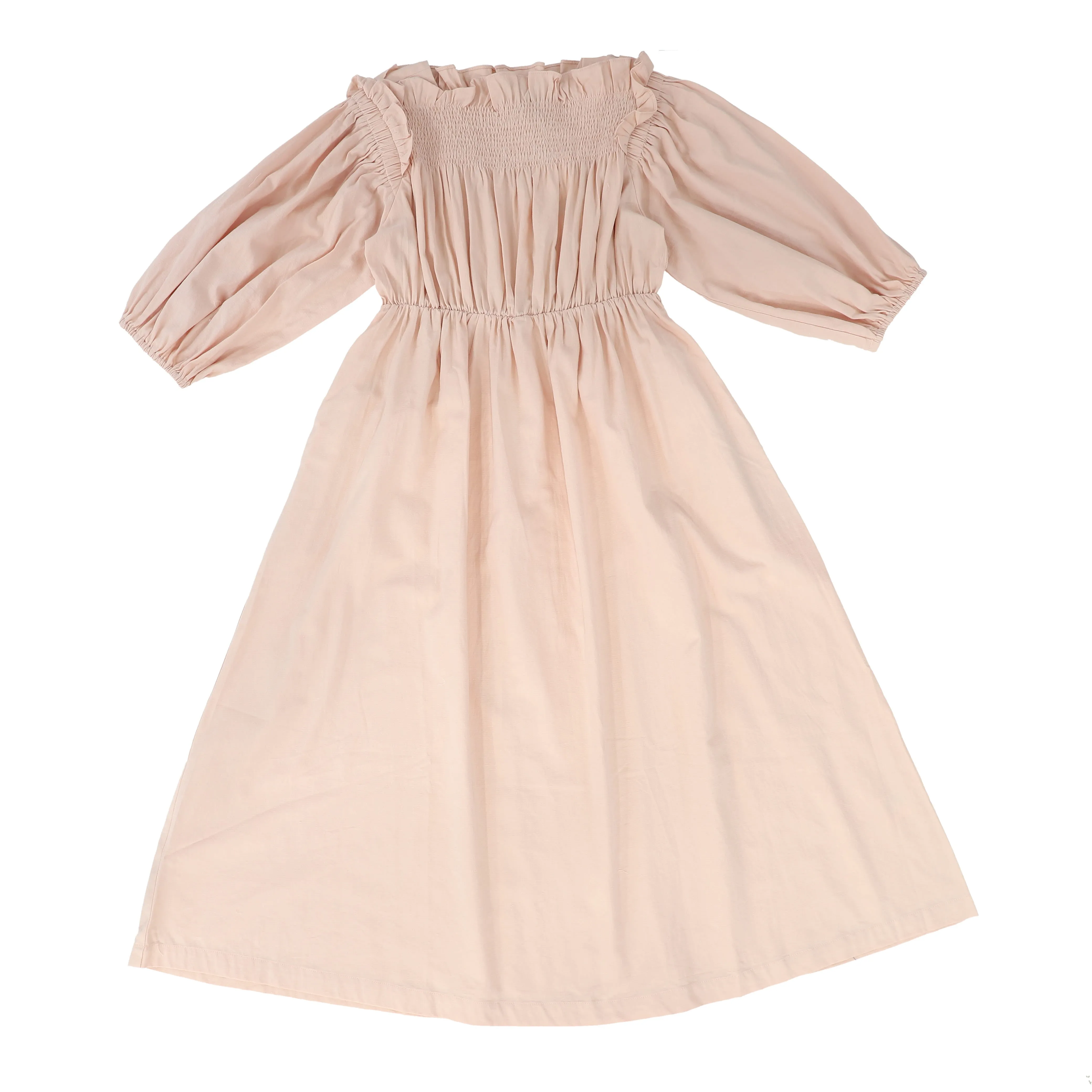 MINIMAL PINK SMOCKED WAISTED DRESS [FINAL SALE]