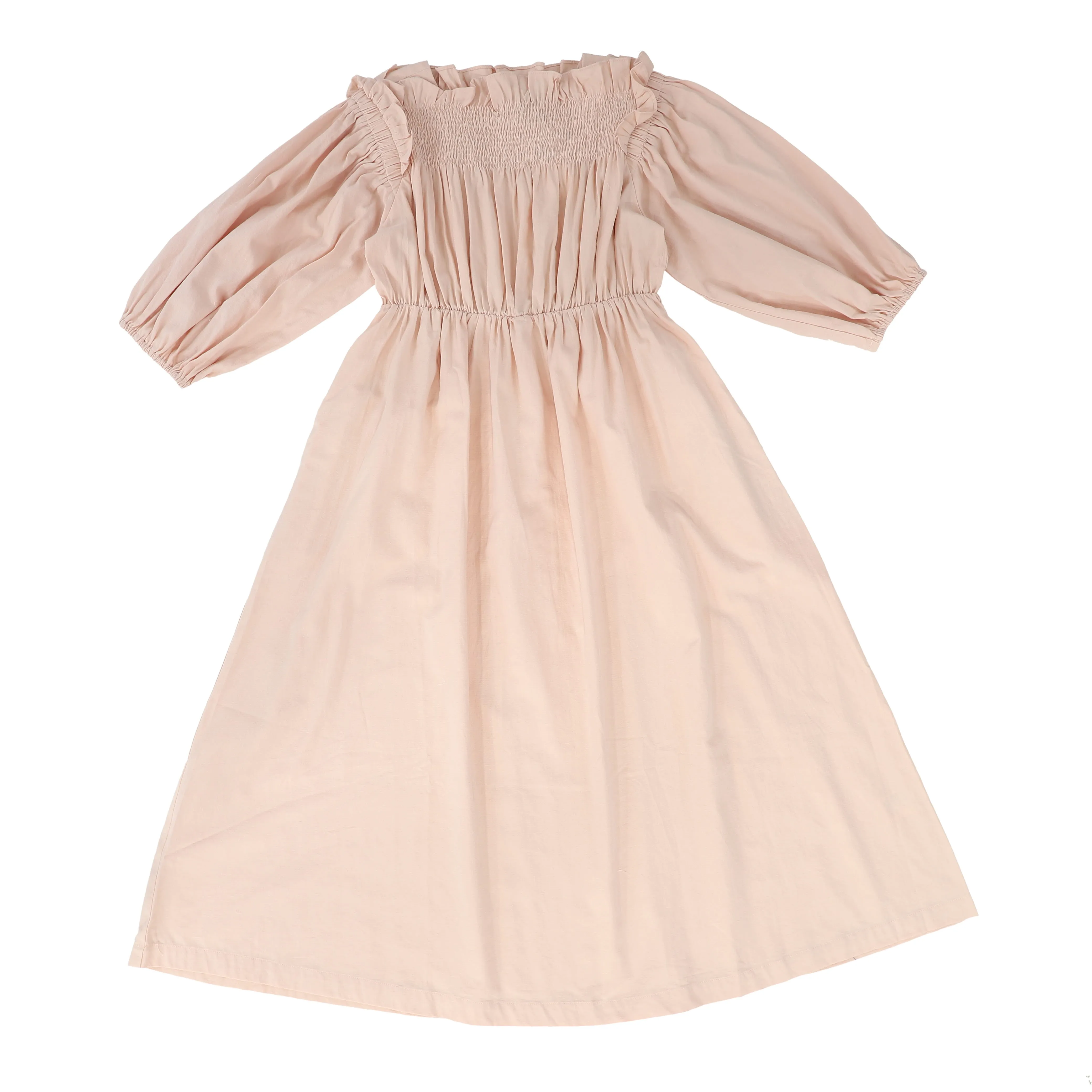 MINIMAL PINK SMOCKED WAISTED DRESS [FINAL SALE]