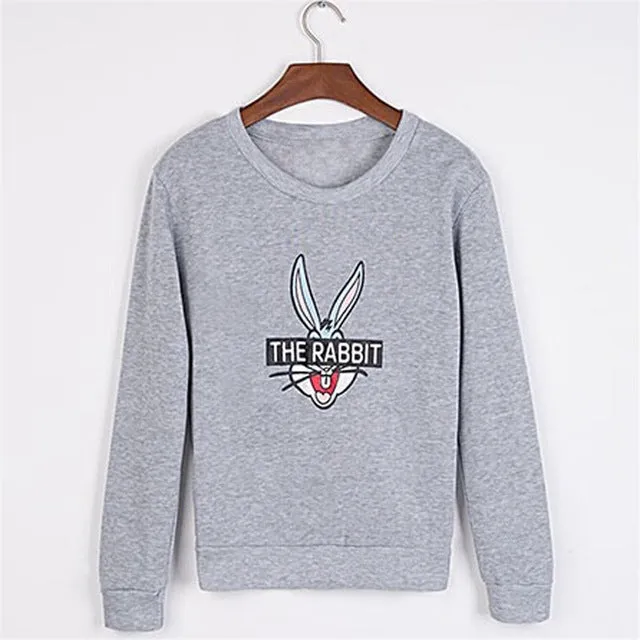 New Autumn Winter Women Fashion Cute Cartoon Bugs Bunny Printed Sweatshirts Loose Casual Female Hoody Coat Hoodies KH982881