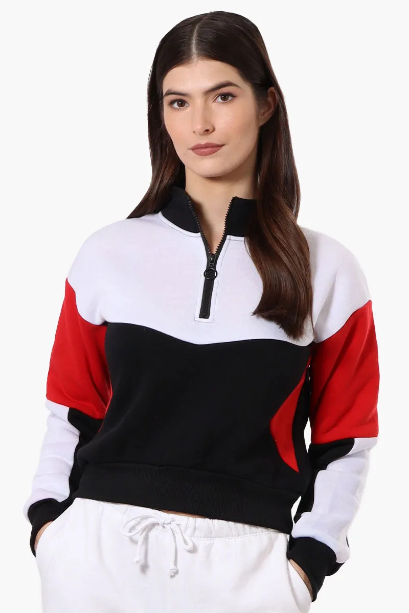 New Look Colour Block 1/4 Zip Sweatshirt - Black