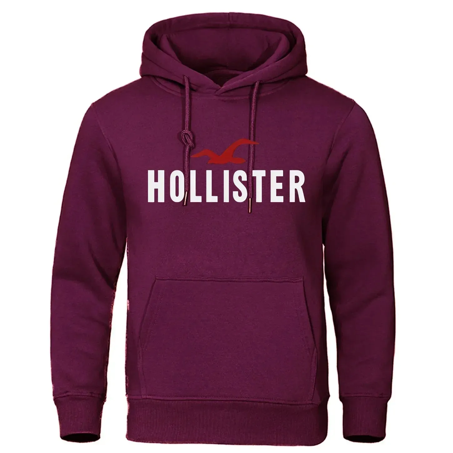 New trendy autumn and winter Hollister printed casual men's round neck hooded sweatshirt with pullover and hip-hop hoodie