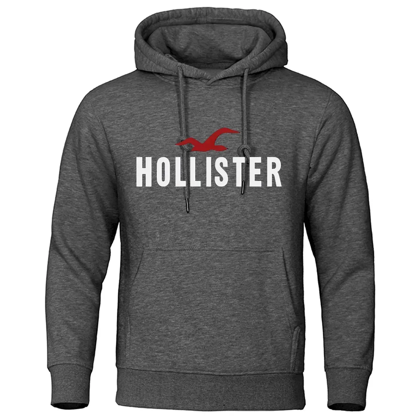 New trendy autumn and winter Hollister printed casual men's round neck hooded sweatshirt with pullover and hip-hop hoodie