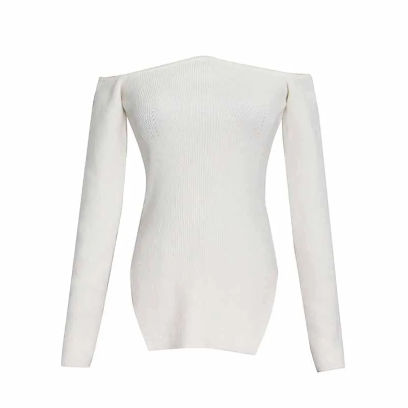 Off-Shoulder Long Sleeve Slim Fitted Tops