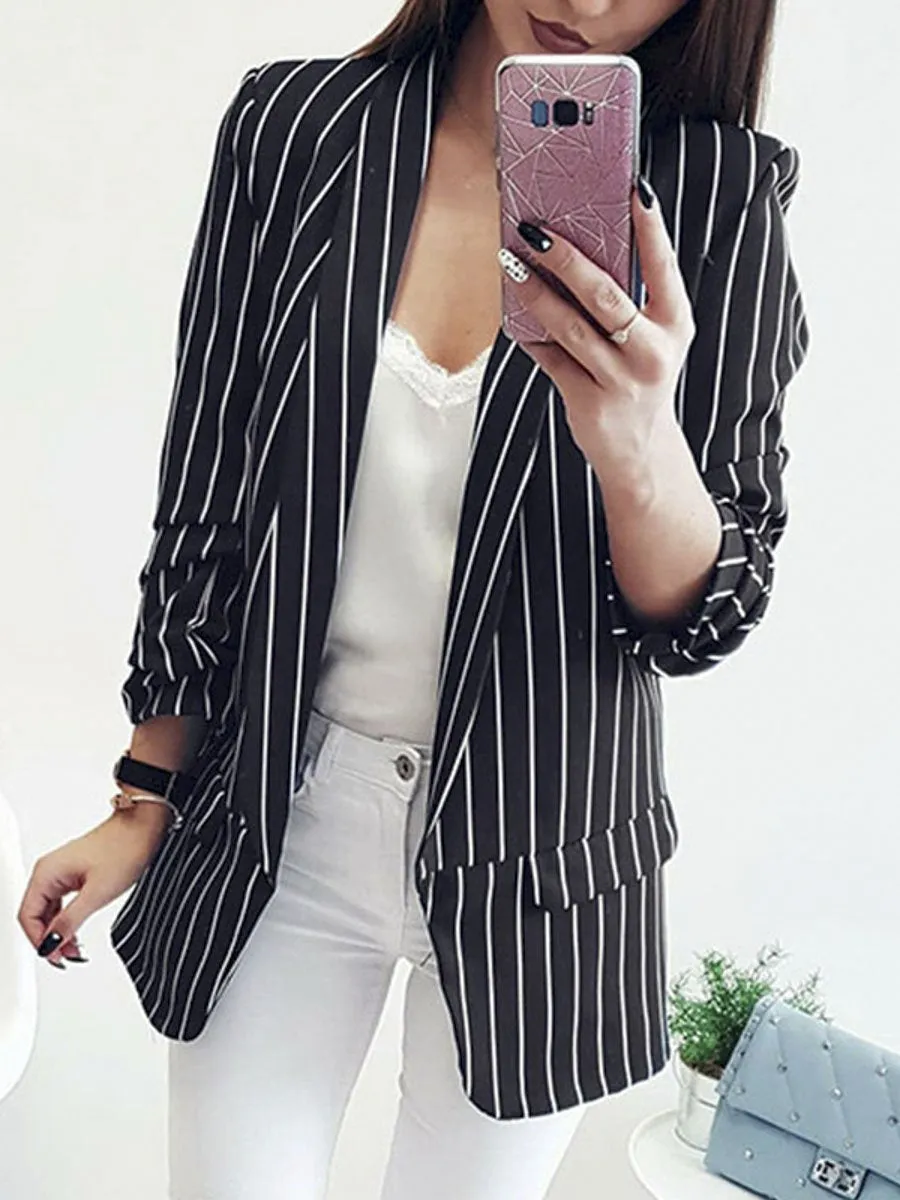 OL High Fashion Elegant Blazers - Black/White