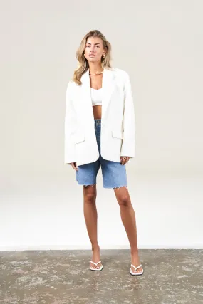 OVERSIZED TEXTURED TAILORED BLAZER - OFF WHITE