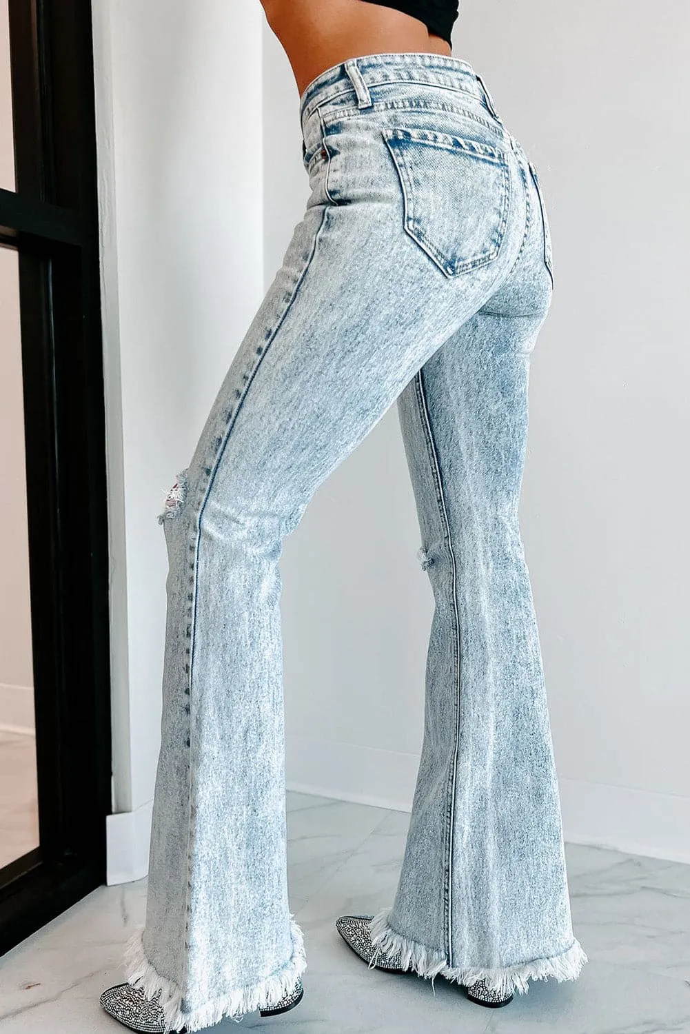 PC950 Distressed Acid Wash Flare Jeans