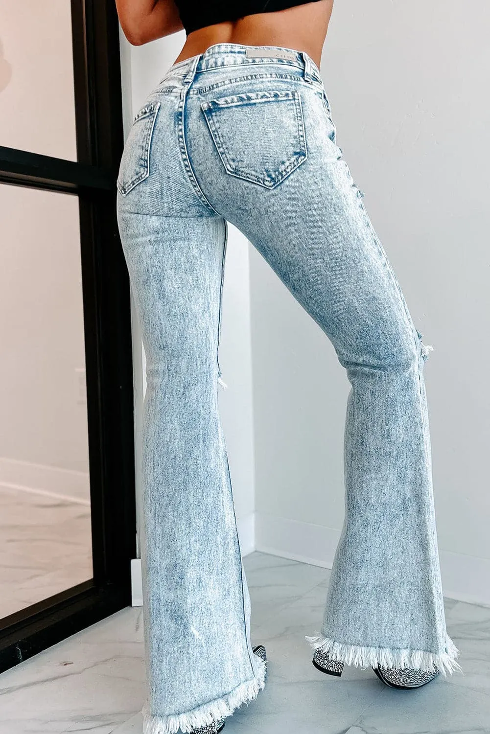 PC950 Distressed Acid Wash Flare Jeans