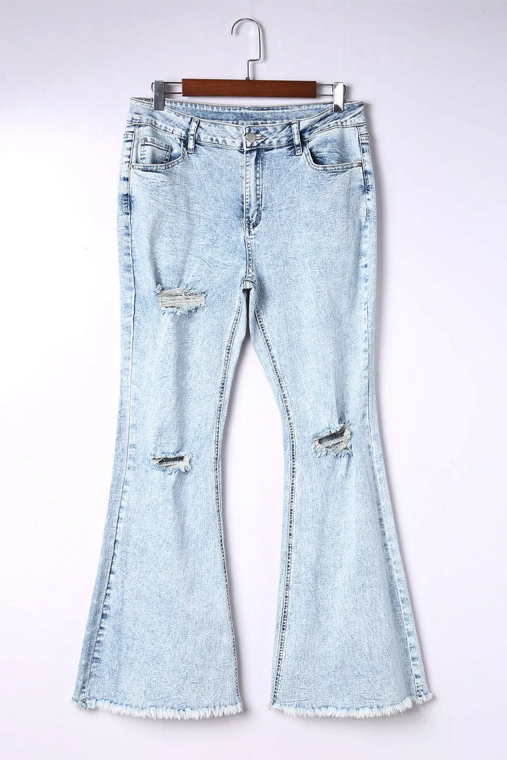 PC950 Distressed Acid Wash Flare Jeans