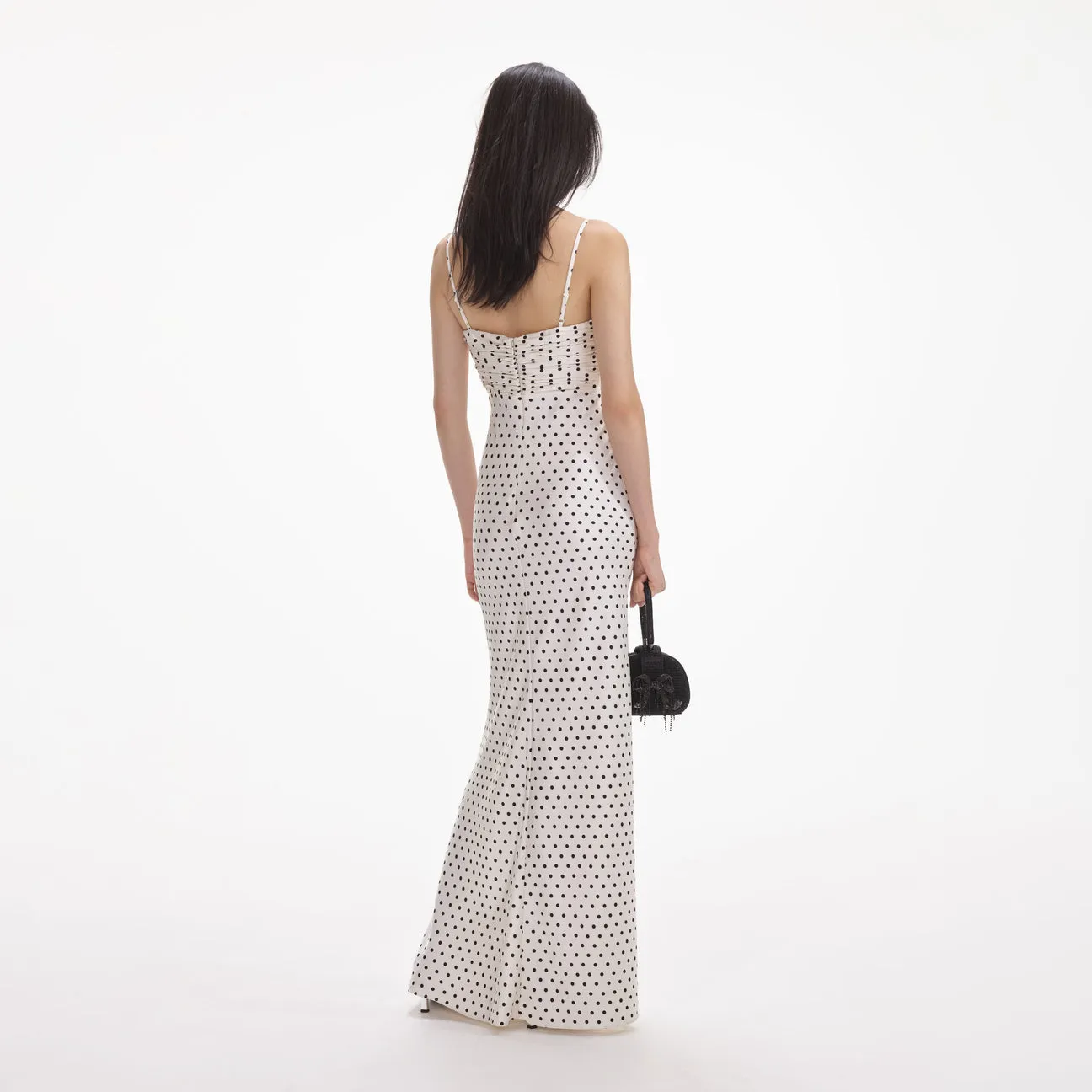 Polka Dot Satin Maxi Dress