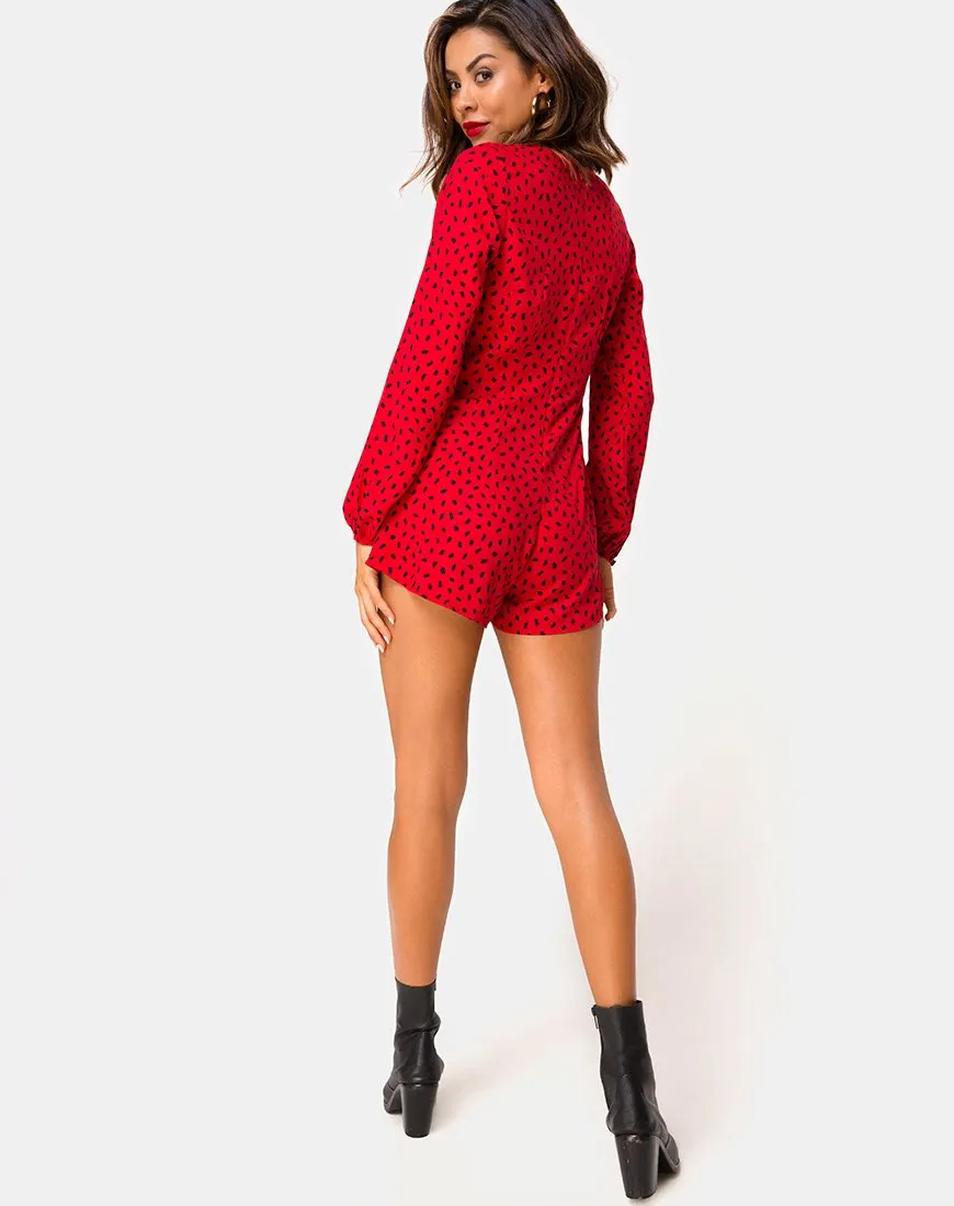 Romalo Playsuit in Mini Diana Dot Red and Black