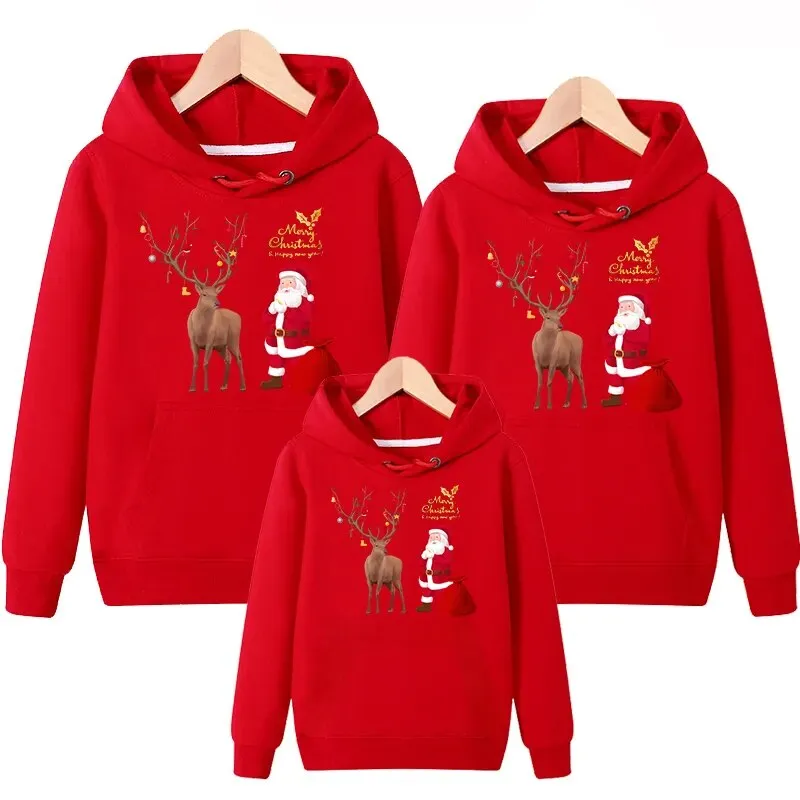 Santa Printed Casual Matching Hoodies