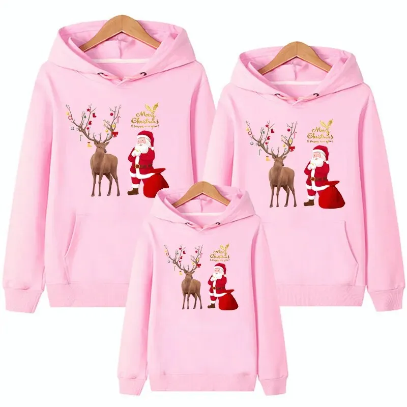 Santa Printed Casual Matching Hoodies