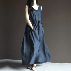 Solid Color V-Neck Maxi Dress