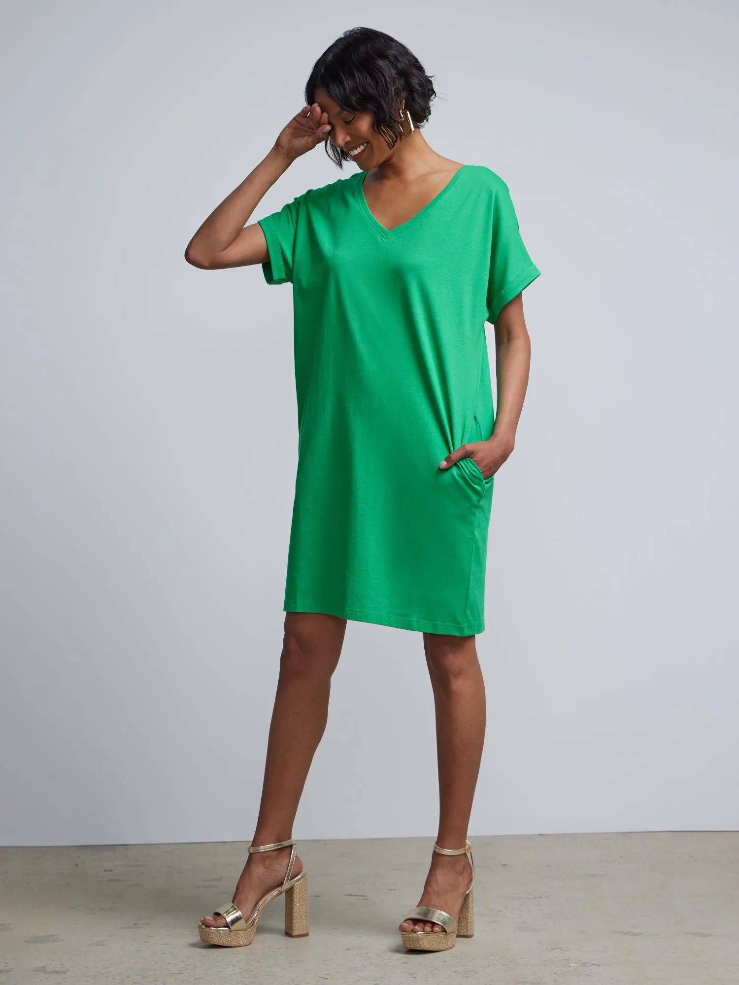 V-Neck T-shirt Shift Dress