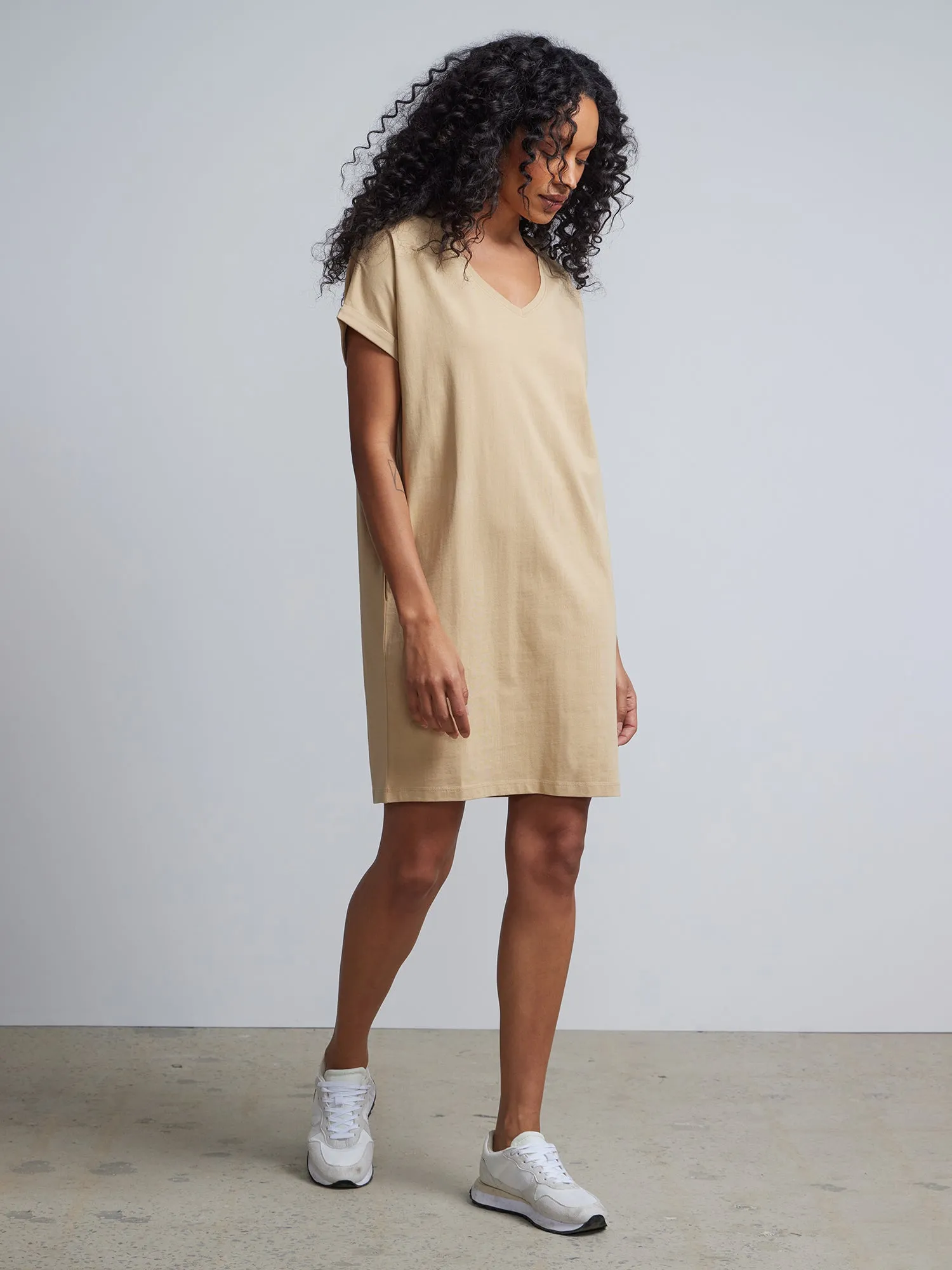 V-Neck T-shirt Shift Dress