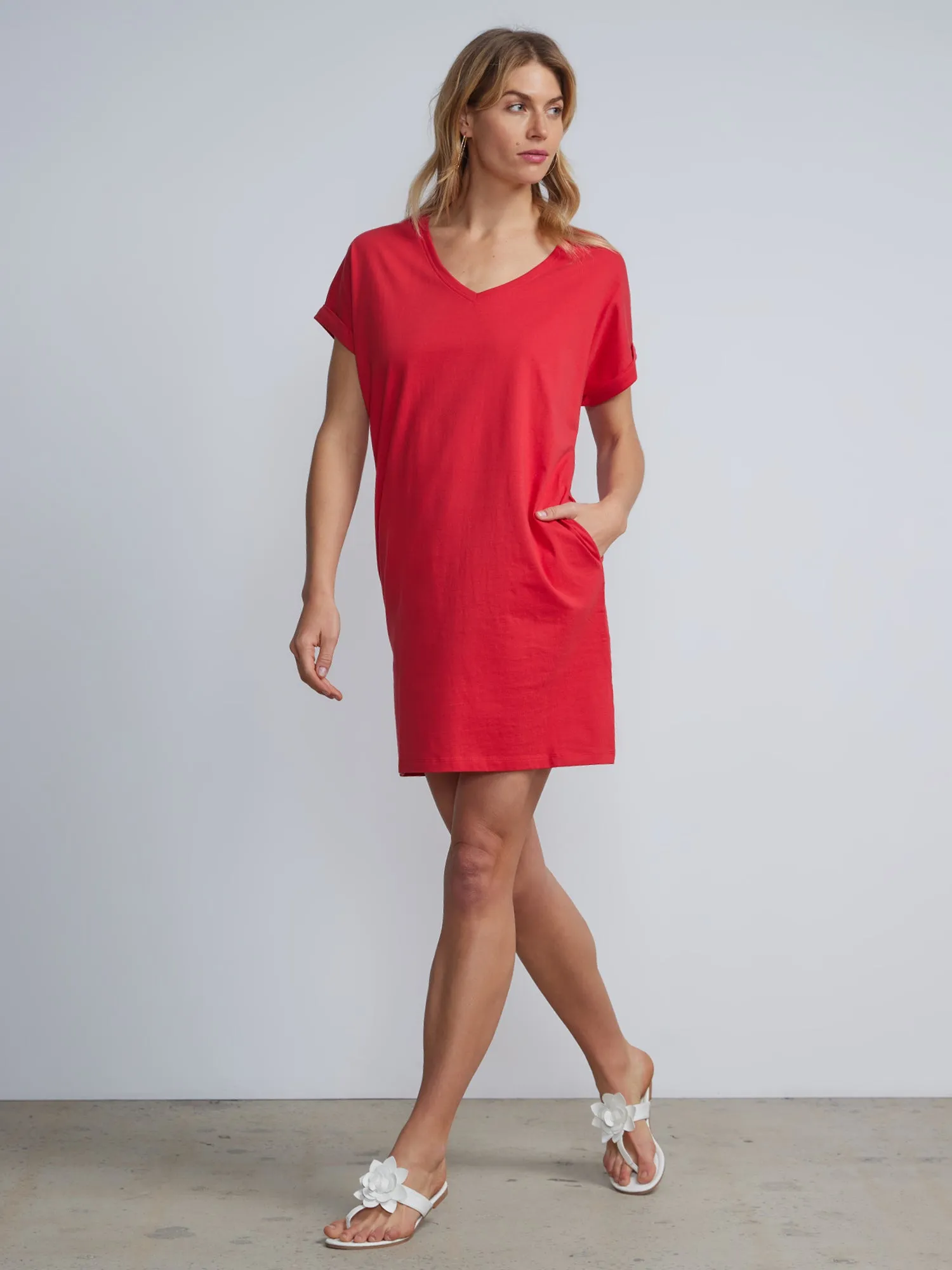 V-Neck T-shirt Shift Dress