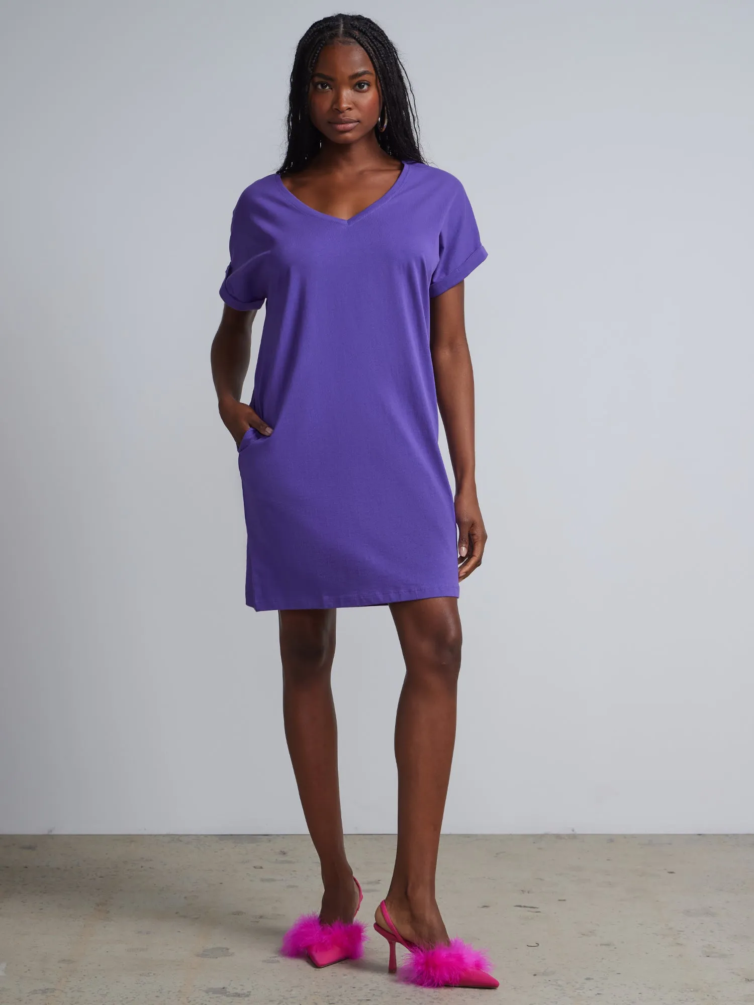 V-Neck T-shirt Shift Dress