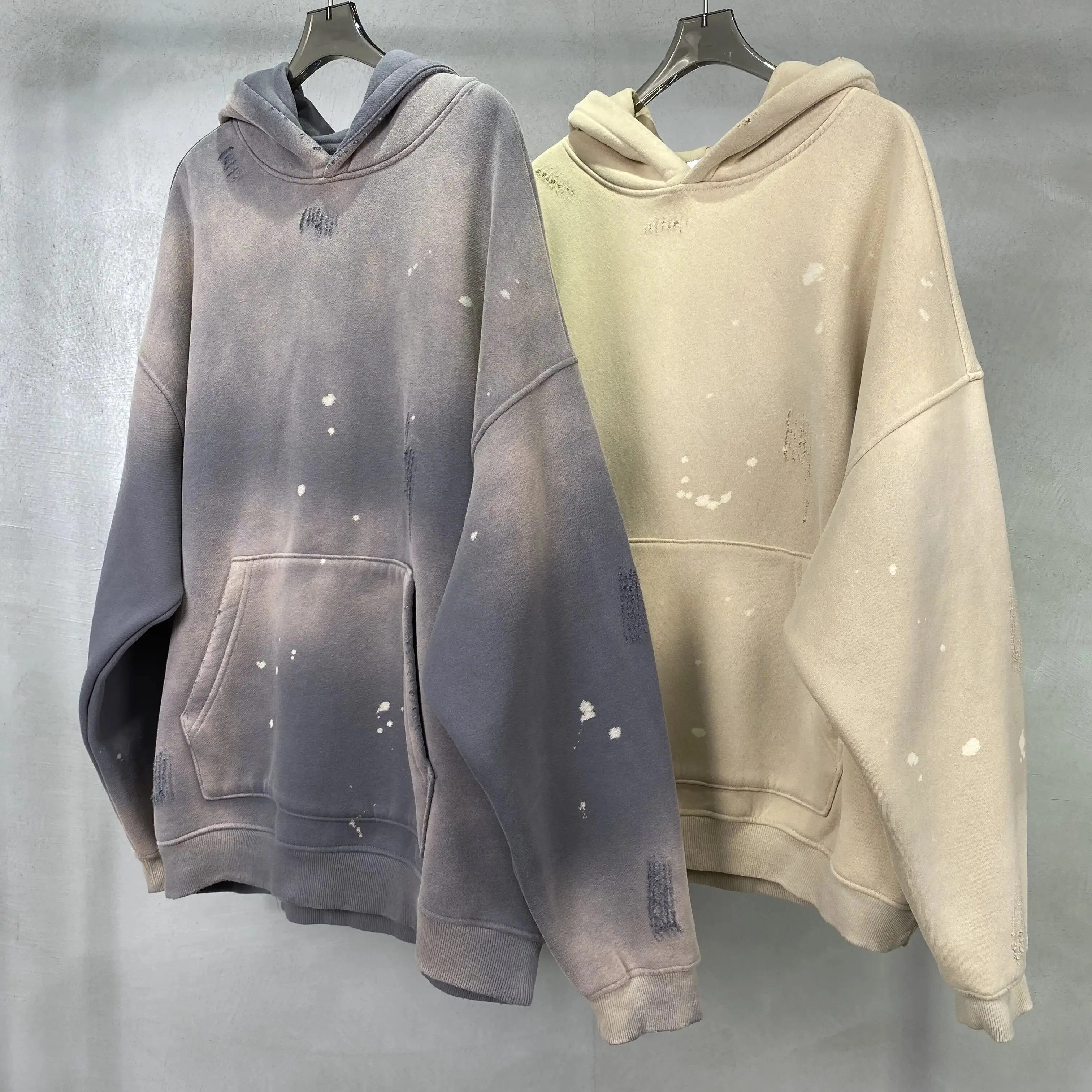 Washed monkey ink color distressed hoodie