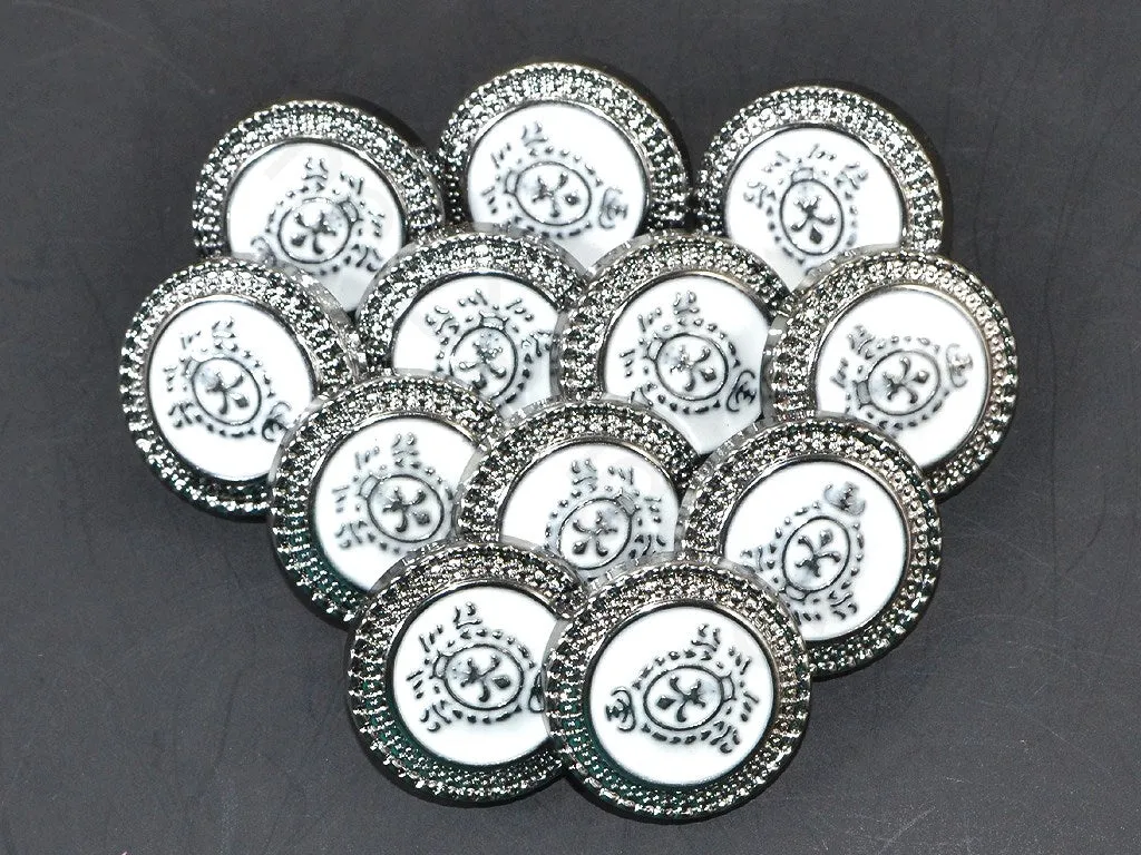 White Silver Design Acrylic Coat Buttons