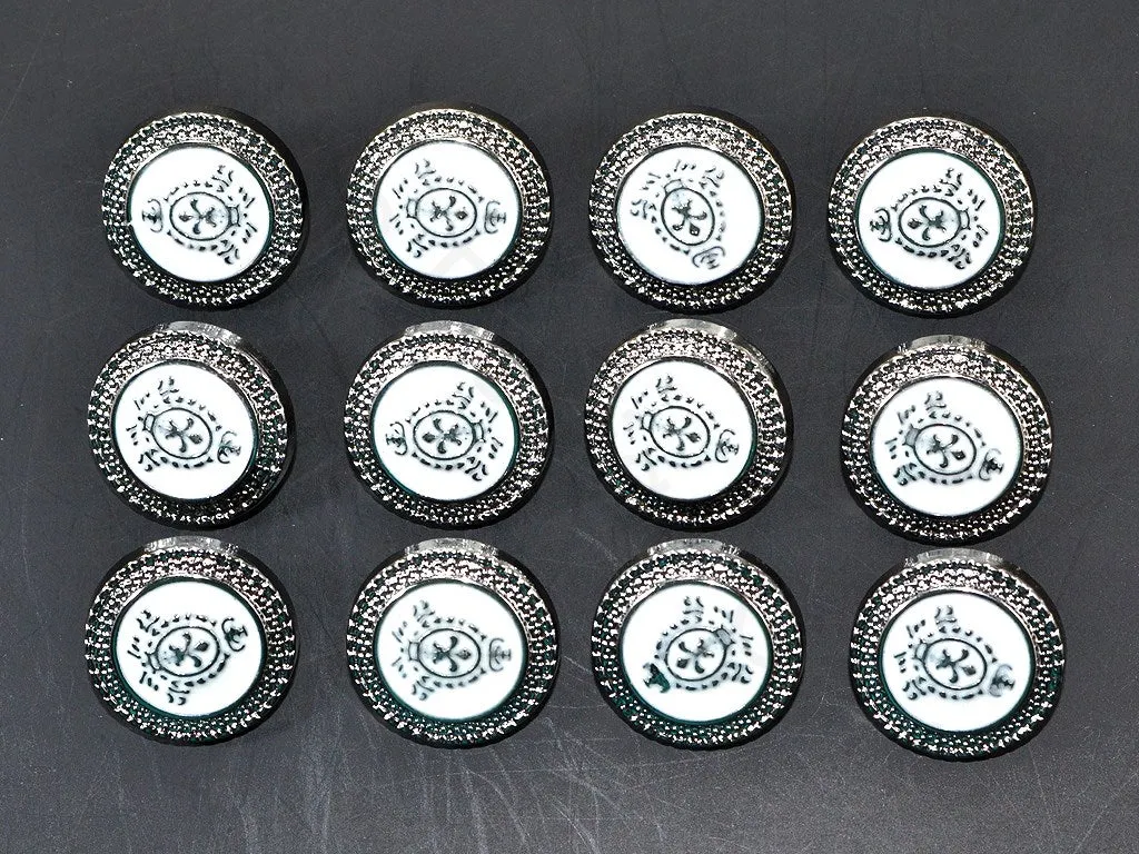 White Silver Design Acrylic Coat Buttons