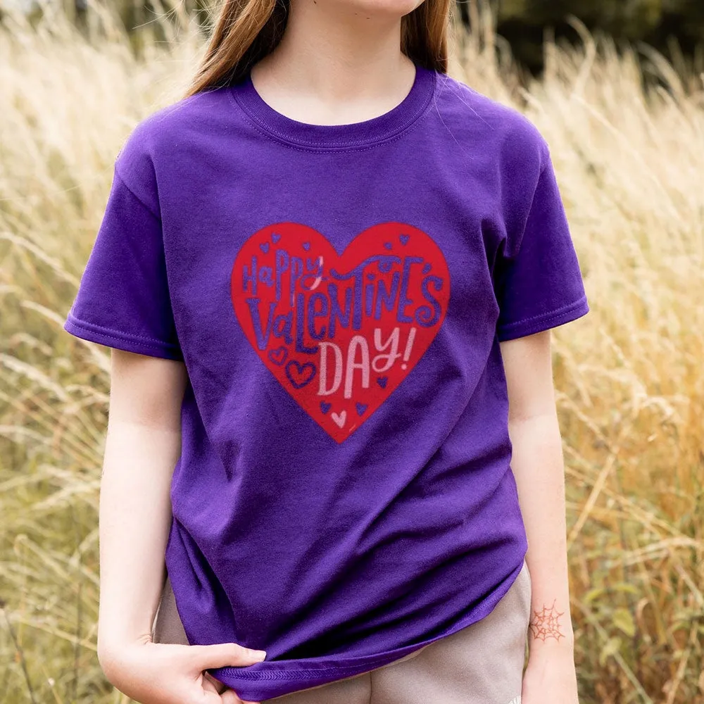 Women Happy Valentine's Day Heart Shape Print Graphic T-shirt