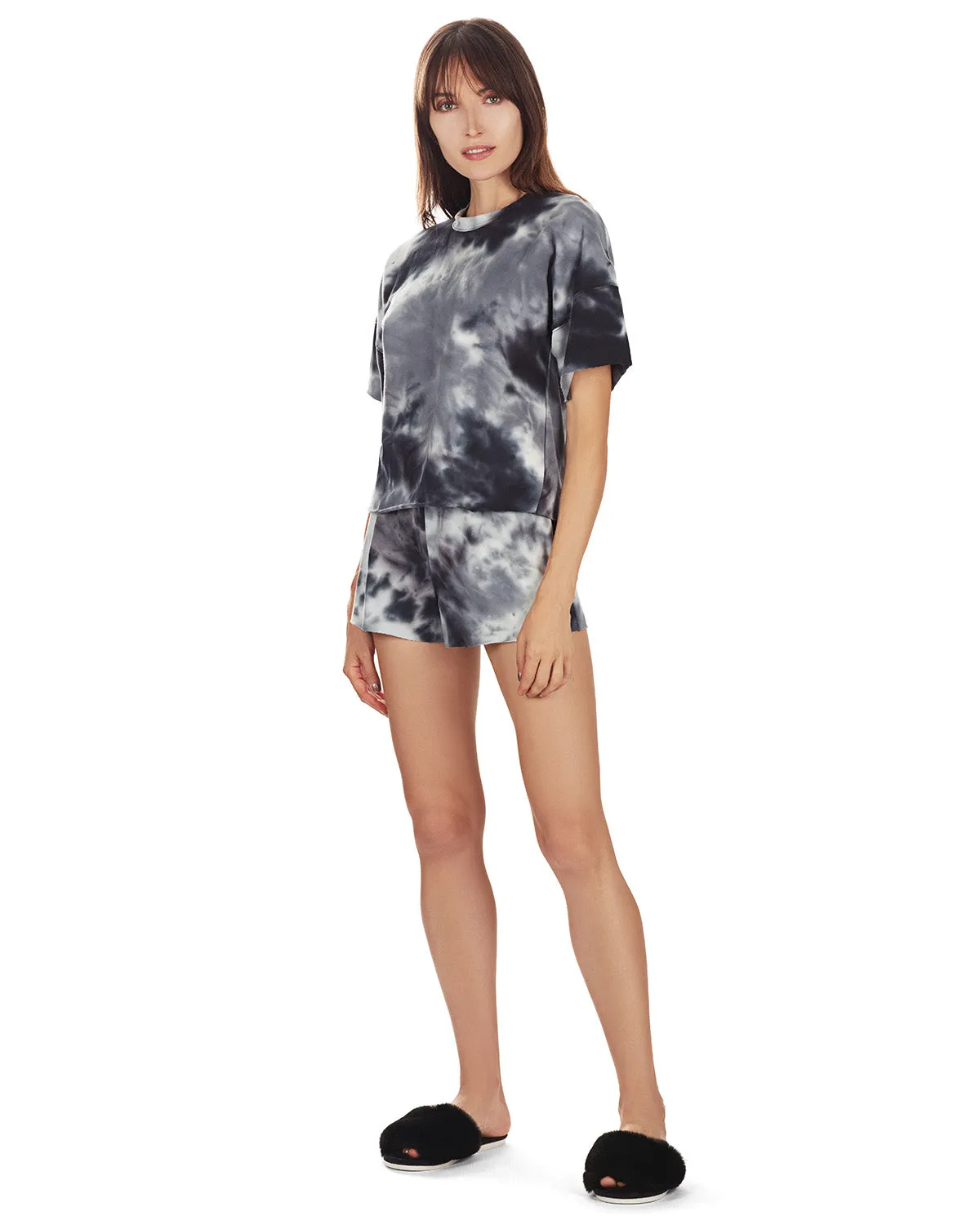 Women's Tie Dye French Terry Cotton Blend Short Set