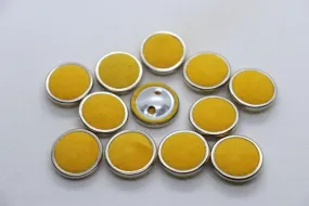 Yellow Metal Ring Velvet Coat Button